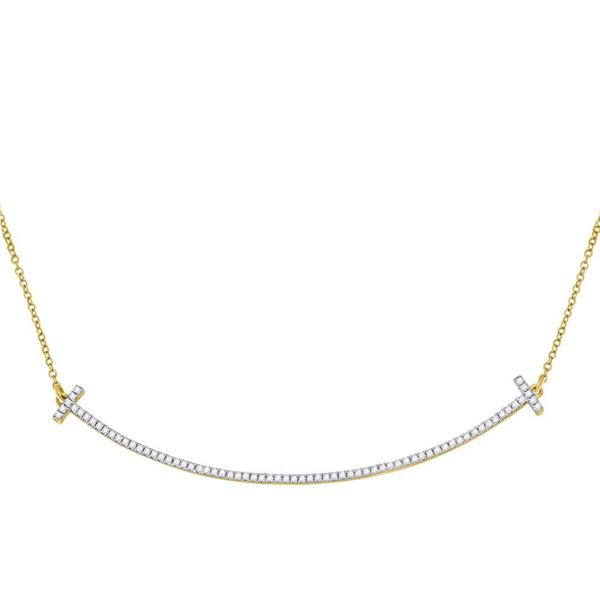 Diamond Curved Bar Necklace 1/3 Cttw 10kt Yellow Gold