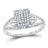 Image 1 : Diamond Cluster Ring 1/6 Cttw 10kt White Gold