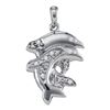 Image 1 : Diamond Dolphin Animal Pendant 1/6 Cttw Sterling Silver