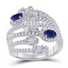 Image 1 : Oval Blue Sapphire Diamond Cocktail Ring 1-3/4 Cttw 14kt White Gold