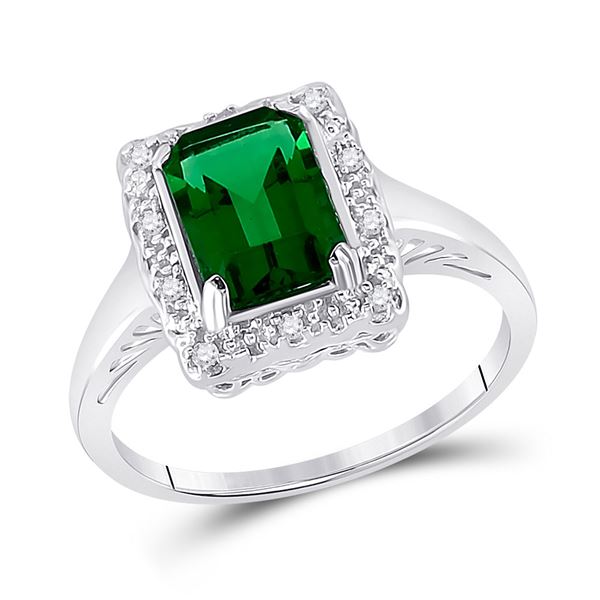 Emerald Lab-Created Emerald Solitaire Ring 1-4/5 Cttw 10kt White Gold