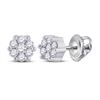Image 1 : Diamond Flower Cluster Earrings 1/6 Cttw 14kt White Gold