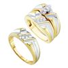 Image 1 : His Hers Marquise Diamond Solitaire Matching Wedding Set 1/4 Cttw 10kt Yellow Gold