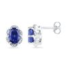 Image 1 : Oval Lab-Created Blue Sapphire Solitaire Diamond Earrings 2-1/2 Cttw 10kt White Gold