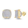Image 1 : Mens Diamond Circle Cluster Earrings 3/8 Cttw 10kt Yellow Gold