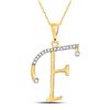 Image 1 : Diamond F Initial Letter Pendant 1/12 Cttw 10kt Yellow Gold