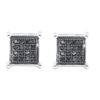 Image 2 : Sterling Silver Mens Black Color Enhanced Diamond Square Cluster Earrings 1/10 Cttw Sterling Silver