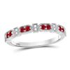 Image 1 : Ruby Diamond Stackable Band Ring 1/4 Cttw 10kt White Gold