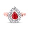 Image 2 : Pear Ruby Teardrop Diamond Halo Ring 1-1/4 Cttw 14kt Rose Gold