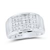 Image 1 : Mens Diamond Triple Row Band Ring 1/2 Cttw 10kt White Gold