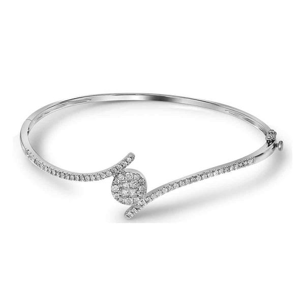 Princess Diamond Bangle Bracelet 3/4 Cttw 14kt White Gold