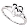 Image 1 : Diamond Double Nested Heart Ring 1/8 Cttw 10kt White Gold