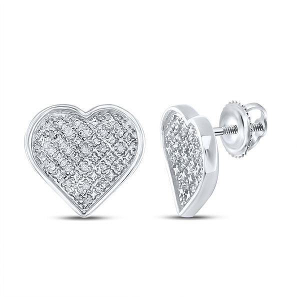 Diamond Heart Earrings 1/10 Cttw Sterling Silver