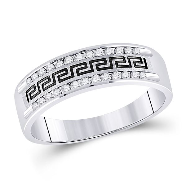 Mens Diamond Grecco Wedding Band Ring 1/4 Cttw 14kt White Gold