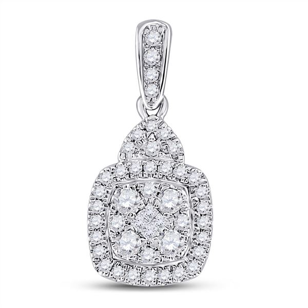 Princess Diamond Fashion Cluster Pendant 3/8 Cttw 14kt White Gold