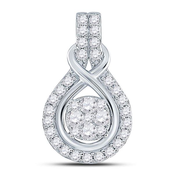 Diamond Cluster Pendant 1/2 Cttw 10kt White Gold