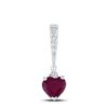 Image 1 : Heart Lab-Created Ruby Solitaire Pendant .03 Cttw 10kt White Gold