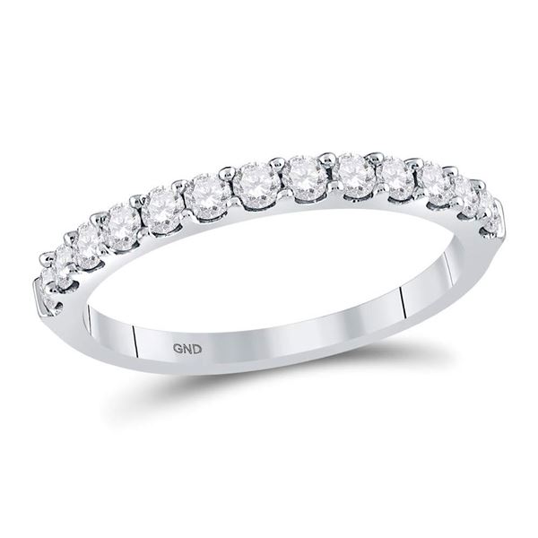 Diamond Single Row Wedding Band 1/2 Cttw 14kt White Gold