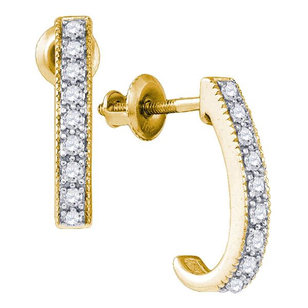 Diamond Half J Hoop Earrings 1/5 Cttw 10kt Yellow Gold