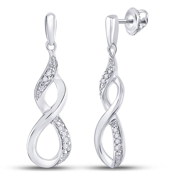 Diamond Infinity Dangle Earrings 1/20 Cttw Sterling Silver