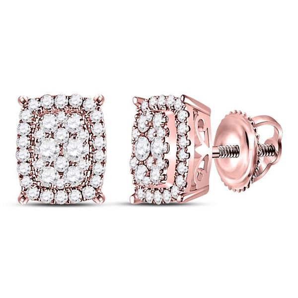 Diamond Rectangular Cluster Earrings 1/2 Cttw 14kt Rose Gold