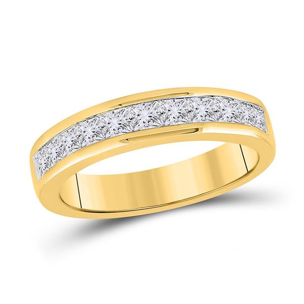 Princess Channel-set Diamond Single Row Wedding Band 1 Cttw 14kt Yellow Gold