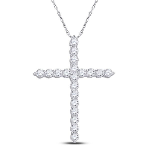 Diamond Cross Pendant 1-1/2 Cttw 14kt White Gold