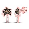 Image 1 : Brown Diamond Palm Tree Earrings 1/8 Cttw 10kt Rose Gold