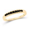 Image 1 : Princess Black Color Enhanced Diamond Band Ring 1/4 Cttw 10kt Yellow Gold