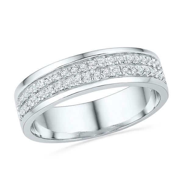 Diamond 2-row Band Ring 1/5 Cttw 10kt White Gold