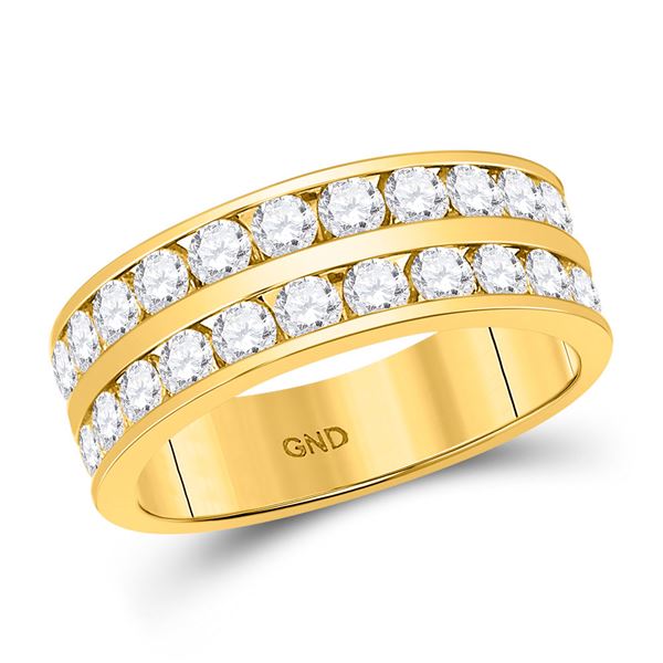 Mens Diamond Double Row Wedding Band Ring 2 Cttw 14kt Yellow Gold