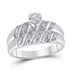 Image 2 : His Hers Diamond Solitaire Matching Wedding Set 1/20 Cttw 10kt White Gold