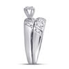 Image 4 : His Hers Diamond Solitaire Matching Wedding Set 1/20 Cttw 10kt White Gold