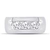 Image 2 : Mens Diamond 3-Stone Band Ring 1-1/2 Cttw 14kt White Gold