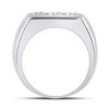 Image 3 : Mens Diamond 3-Stone Band Ring 1-1/2 Cttw 14kt White Gold