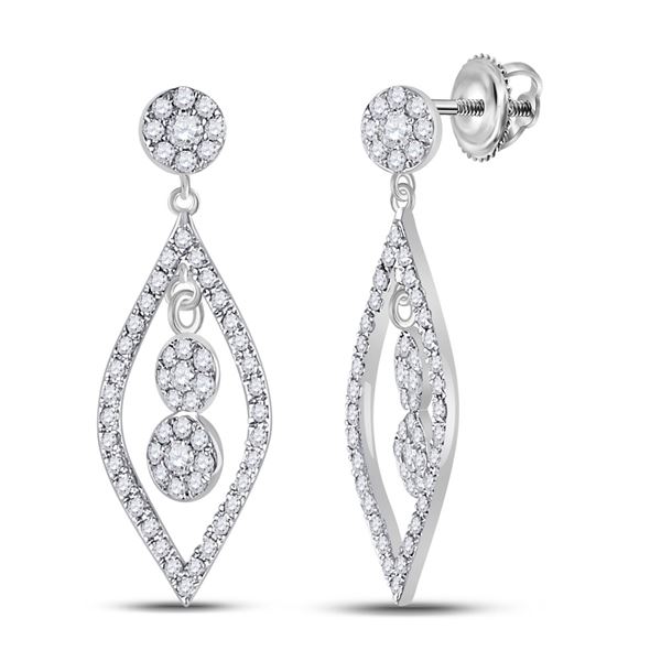 Diamond Dangle Earrings 1/2 Cttw 10kt White Gold