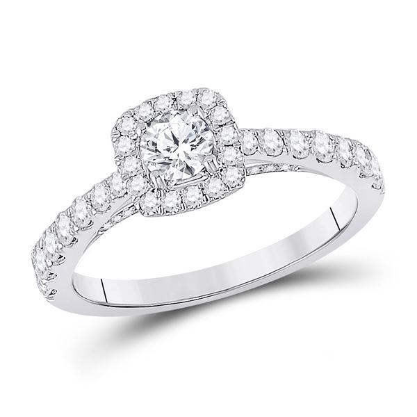 Diamond Halo Bridal Wedding Engagement Ring 1 Cttw 14kt White Gold