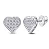 Image 1 : Diamond Heart Cluster Earrings 1/6 Cttw Sterling Silver