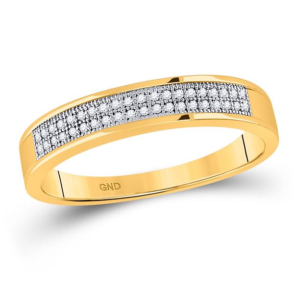 Mens Diamond Pave Band Ring 1/8 Cttw 10kt Yellow Gold