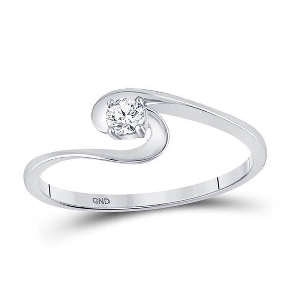 Diamond Solitaire Swirl Promise Ring 1/10 Cttw 10kt White Gold