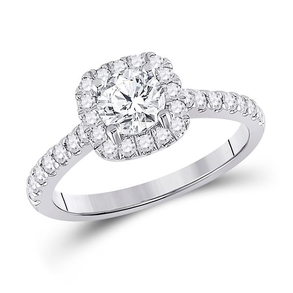 Diamond Halo Bridal Wedding Engagement Ring 1-1/3 Cttw 14kt White Gold