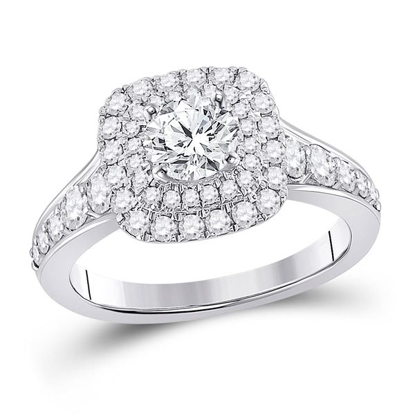 Diamond Halo Bridal Wedding Engagement Ring 1-3/4 Cttw 14kt White Gold