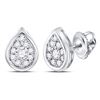 Image 1 : Diamond Teardrop Stud Earrings 1/4 Cttw 14kt White Gold