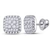 Image 1 : Diamond Square Earrings 1/2 Cttw 14kt White Gold