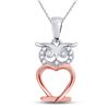 Image 1 : Diamond Owl Bird Animal Pendant 1/20 Cttw 10kt Two-tone Gold