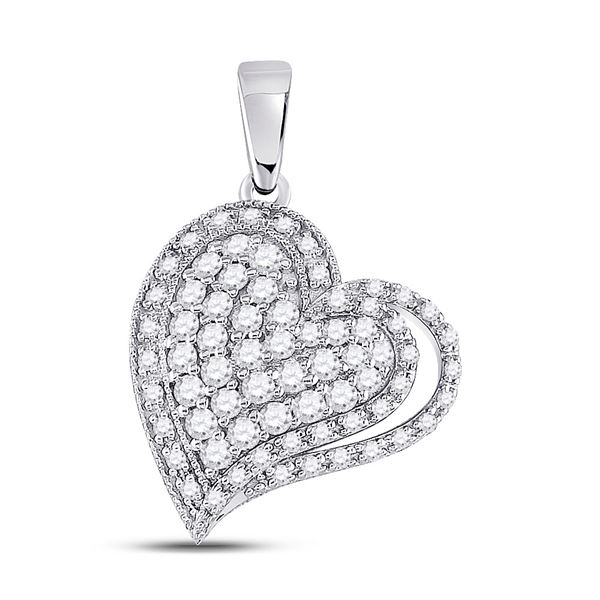 Diamond Heart Pendant 5/8 Cttw 14kt White Gold