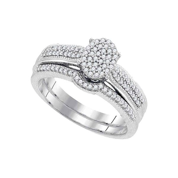 Diamond Bridal Wedding Ring Band Set 1/3 Cttw 10kt White Gold