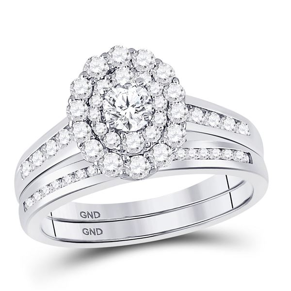 Diamond Bridal Wedding Ring Band Set 1 Cttw 14kt White Gold