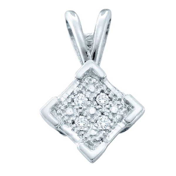 Diamond Diagonal Square Pendant .01 Cttw Sterling Silver