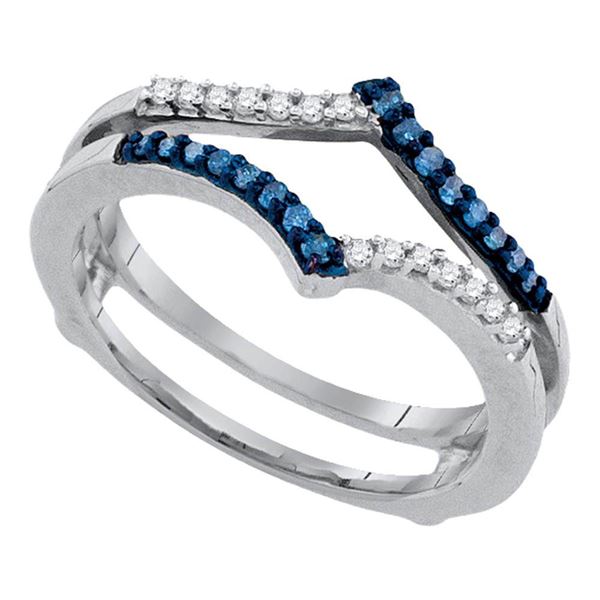 Blue Color Enhanced Diamond Enhancer Wedding Band 1/5 Cttw 10kt White Gold